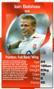 2003 Top Trumps England Rugby Heroes #NNO Iain Balshaw Front